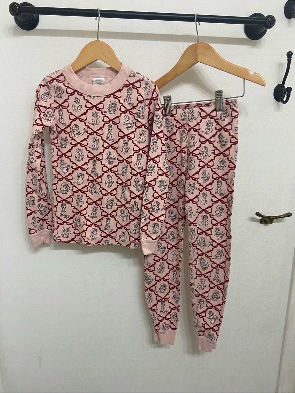 Hanna Andersson Disney Kids Princess Girls Pink Bow Patterned 2pc Pajama Set